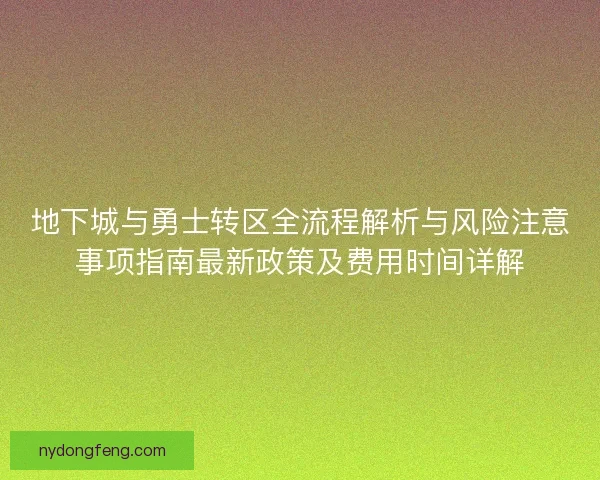 地下城与勇士转区全流程解析与风险注意事项指南最新政策及费用时间详解