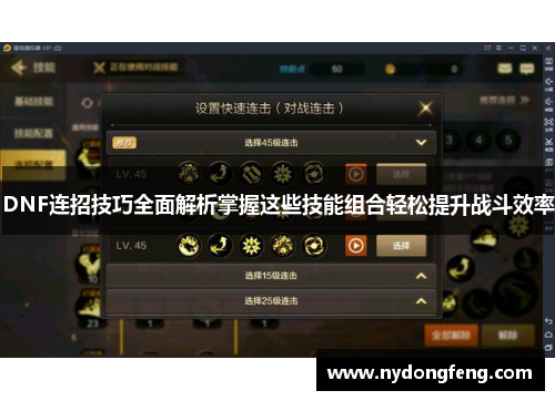 DNF连招技巧全面解析掌握这些技能组合轻松提升战斗效率