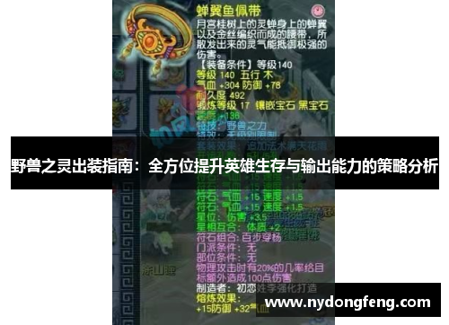 野兽之灵出装指南：全方位提升英雄生存与输出能力的策略分析